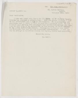 Letter to John Young Walker MacAlister, December 18, 1911