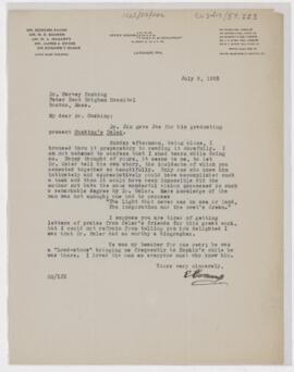 Letter to Harvey Cushing, July 2, 1925