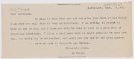 Letter to Campbell Palmer Howard, September 27, 1901