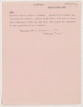 Notes from Osler's diary, 1883