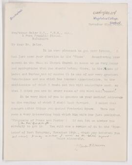 Letter to William Osler, November 21, 1904