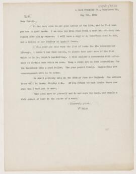 Letter to Joseph Hersey Pratt, May 9, 1902