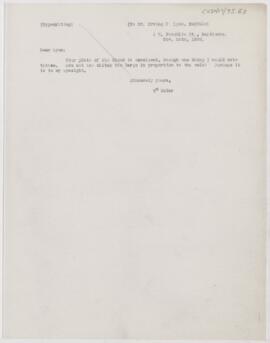 Letter to Irving P. Lyon, November 26, 1899