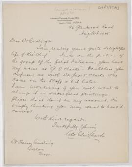 Letter to Harvey Cushing, August 16, 1925
