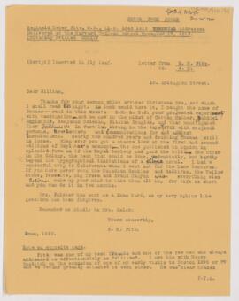 Letter to William Osler, December 25, 1910