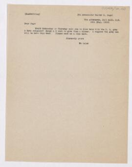 Letter to Walter Hines Page, May 18, 1916