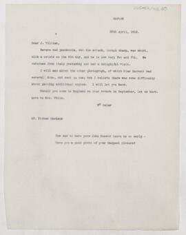 Letter to James William White, April 25, 1912