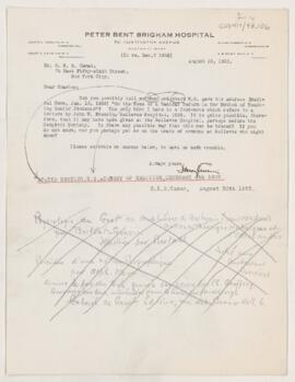 Letter to C.N.B. Camac, August 28, 1922