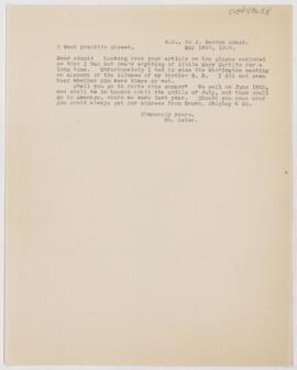 Letter to John George Adami, May 16, 1900