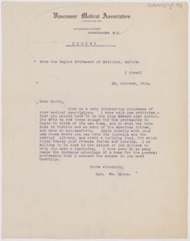 Letter to W.D. Keith, October 29, 1914