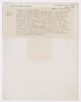 Letter to Herbert Albert Laurens Fisher, April 2, 1919