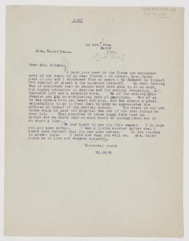 Letter to Mrs. Daniel Coit Gilman, October 16, 1908