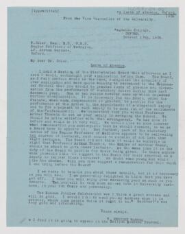 Letter to William Osler, October 10, 1908