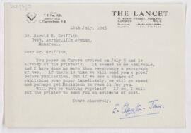 Letter from Mr. E. Clayton-Jones, Assistant Editor of The Lancet, to Dr. Griffith