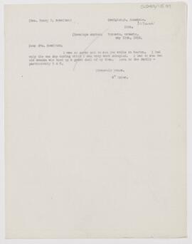 Letter to Mrs. Henry P. Bowditch, May 11, 1913