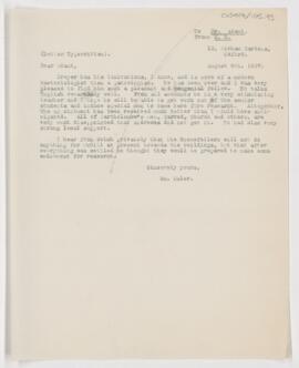 Letter to John George Adami, August 8, 1907