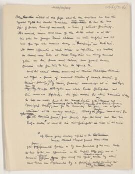 Draft of pages from biography of Osler, volume 1