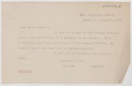 Letter to Margaret E. Charlton, October 24, 1900