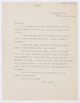 Letter to William Willoughby Francis, December 21, 1916