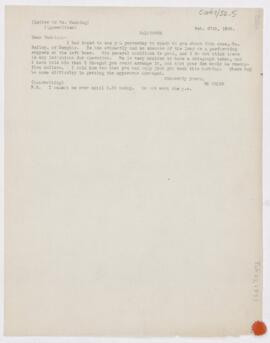 Letter to Harvey Cushing, February 27, 1899