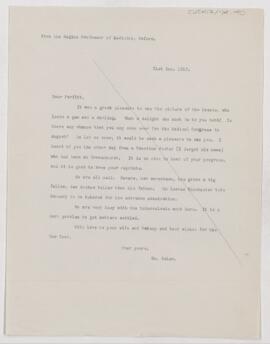 Letter to Charles Daniel Parfitt, December 31, 1912