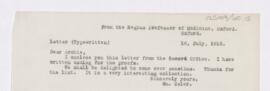 Letter to Thomas Archibald Malloch, July 16, 1915