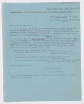 Letter to William Osler, August 24, 1919