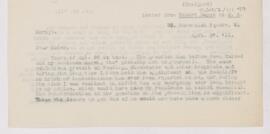 Letter to William Osler, April 27, 1911