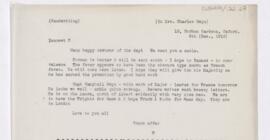 Letter to Charlotte (Chattie, Mrs. Charles Gwyn) Osler, December 6, 1916