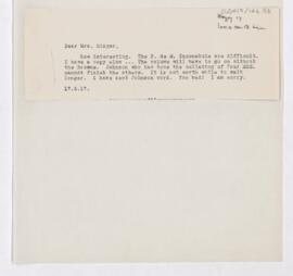 Letter to Mrs. Charles Joseph Singer, May 17, 1917