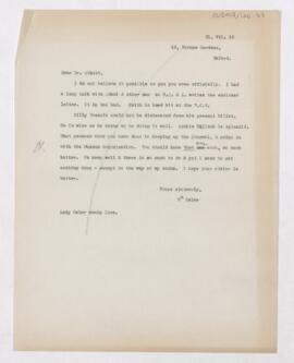 Letter to Maude E. Abbott, July 31, 1918