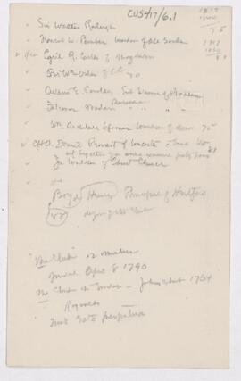 Cushing's notes on Osler's clubs