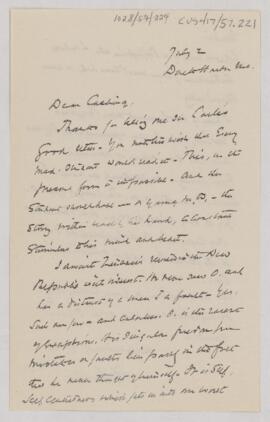 Letter to Harvey Cushing, July 2, 1925