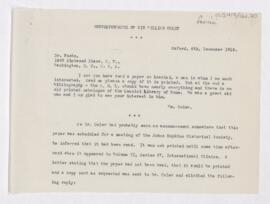 Letter to John A. Foote, December 6, 1916