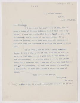 Letter to Frederick Cheever Shattuck, April 5, 1911