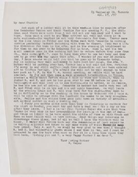 Letter to Charlotte Osler, April 17, 1897
