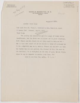 Letter to Harvey Cushing, August 6, 1920