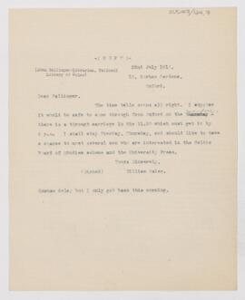 Letter to John Ballinger, July 22, 1917