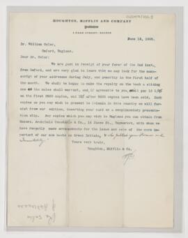 Letter to William Osler, June 13, 1905