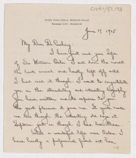 Letter to Harvey Cushing, June 17, 1925