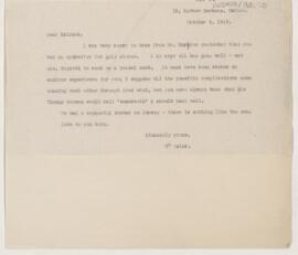 Letter to William S. Halsted, October 4, 1919