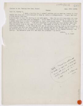 Letter to Harvey Cushing, September 23, 1904