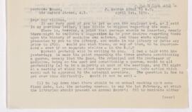 Letter to William Osler, April 1, 1919