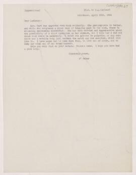 Letter to Henri Amédée Lafleur, April 13, 1904