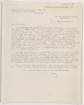 Letter to Sir John Burdon Sanderson, June 21, 1904