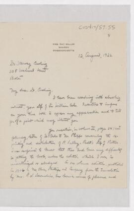 Letter to Harvey Cushing, August 12, 1926