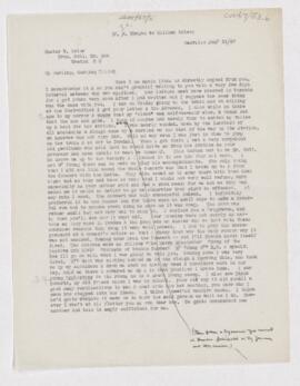 Letter to William Osler, January 21, 1967