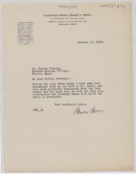 Letter to Harvey Cushing, January 12, 1926