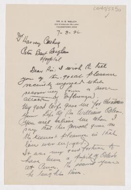Letter to Harvey Cushing, July 3, 1926