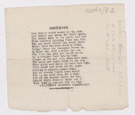 Poem entitled, "Drinking"